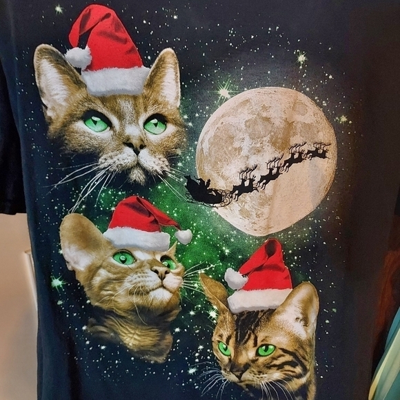 Christmas Cat short sleeve tshirt Large - Picture 4 of 10